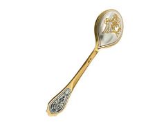 Серебряная чайная ложка со Знаком зодиака «Дева» на черпачке и позолотой